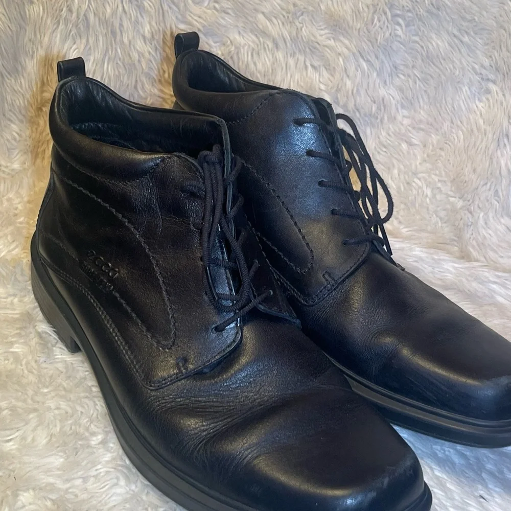 Ecco Men's Gore- tex Black Leather chukka ankle Shoes size 11